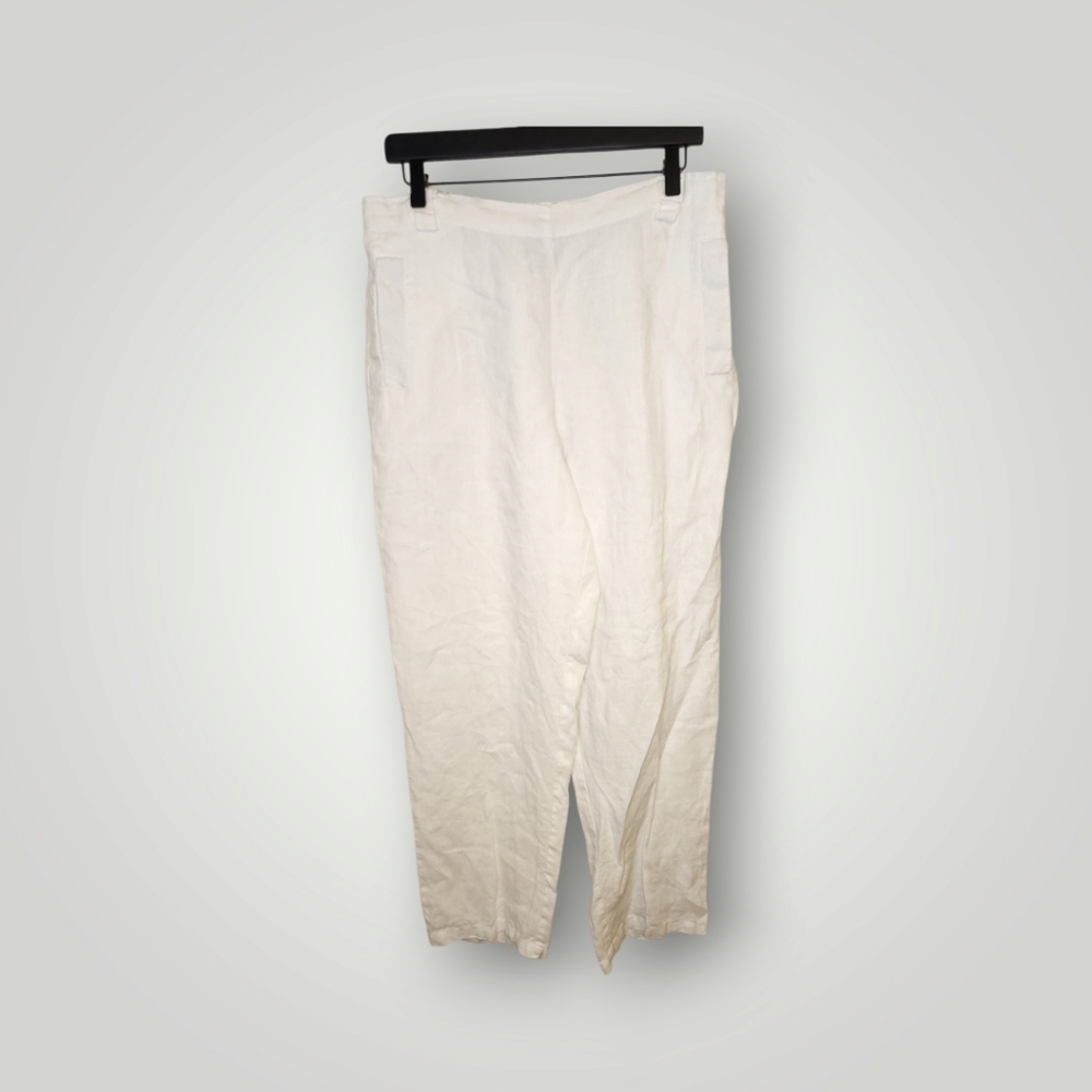 Peck & Peck White Linen Pants size Large